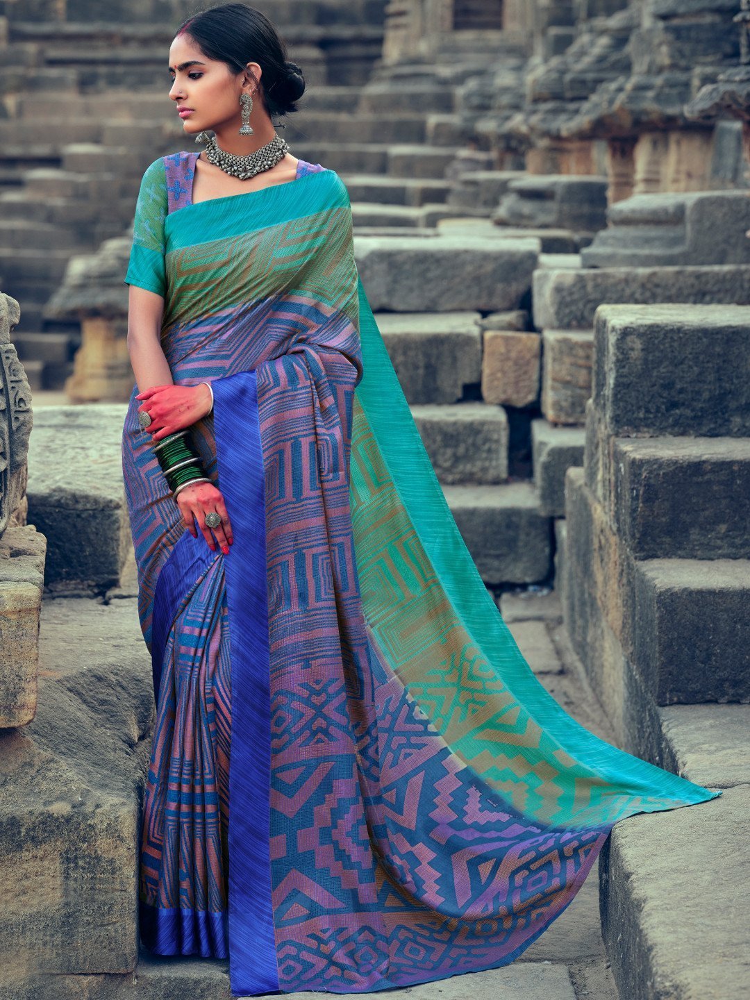 Stylish Fancy Kota Silk Blue Designer Women Saree