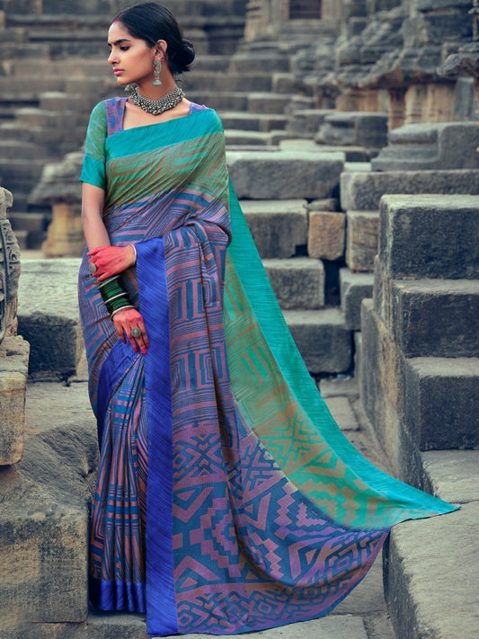 Stylish Fancy Kota Silk Blue Designer Women Saree - Stilento