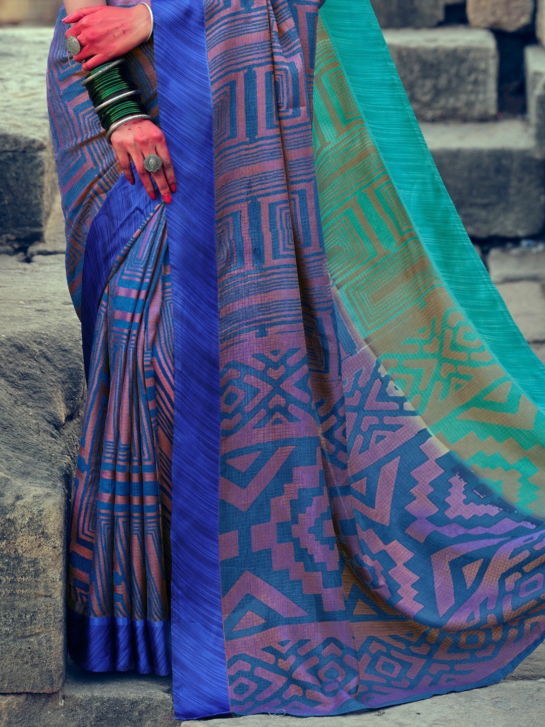 Stylish Fancy Kota Silk Blue Designer Women Saree - Stilento