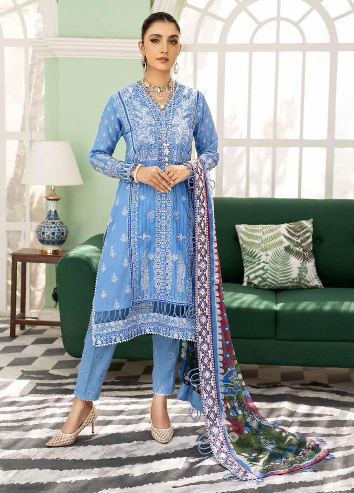 Tehzeeb Riaz Arts Chikankari Embroidered Lawn Suits Unstitched - Stilento