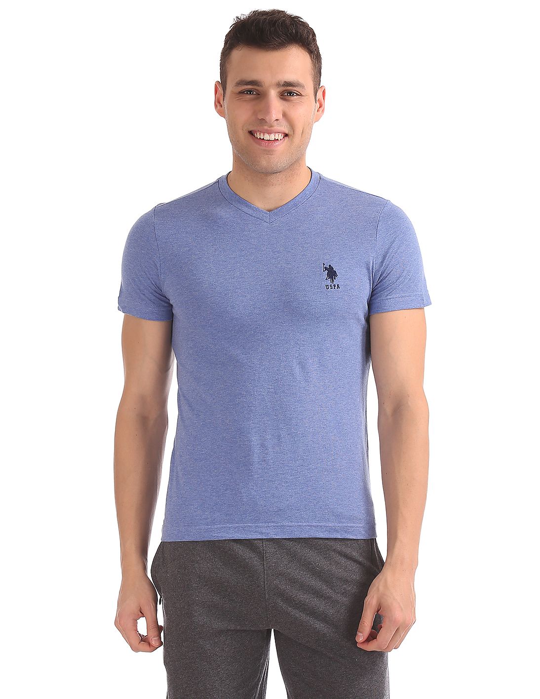 U.S. Polo Assn. Short Sleeve V-Neck T-Shirt Blue for Men - Stilento