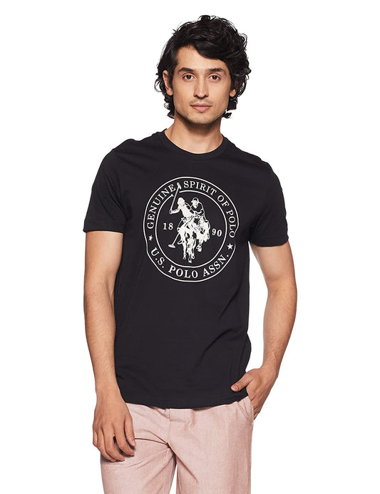 U.S. Polo Men's Solid Black Regular Fit T-Shirt - Stilento