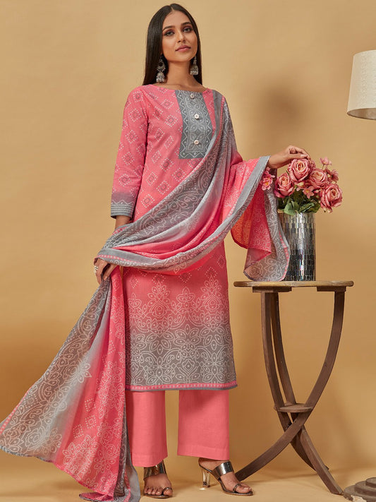 Un-Stitched Cotton Printed Suit with Dupatta for Ladies
