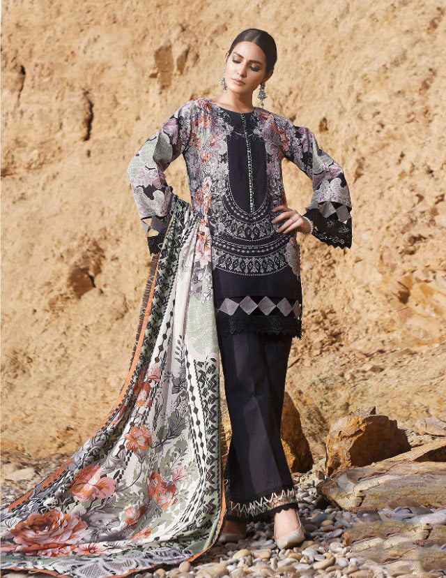 Unstitched Black Ayesha Zara Pakistani Style Salwar Suits - Stilento