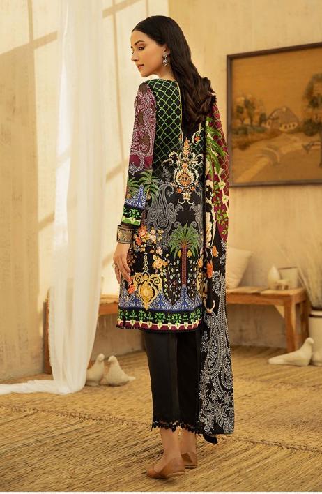 Unstitched Black Pakistani Cotton Suit Dress Material - Stilento
