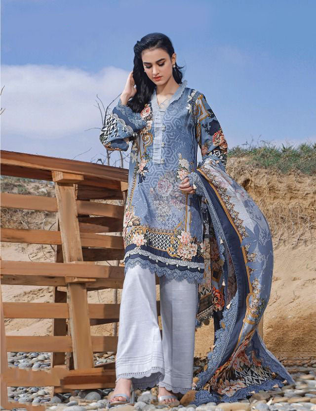 Unstitched Blue Ayesha Zara Pakistani Style Salwar Suits - Stilento