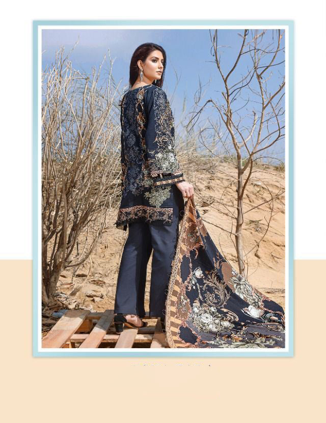 Unstitched Blue Ayesha Zara Pakistani Style Salwar Suits - Stilento