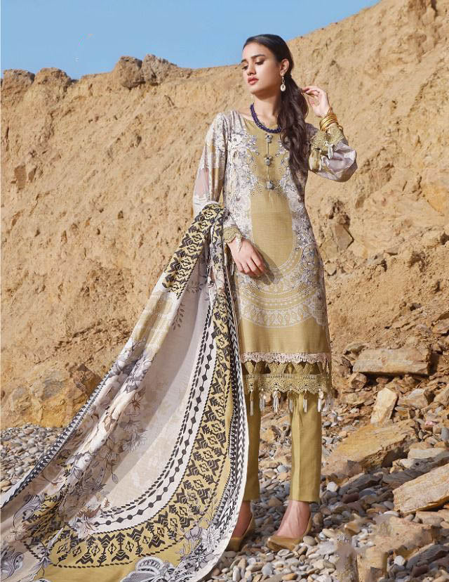 Unstitched Brown Ayesha Zara Pakistani Style Salwar Suits - Stilento