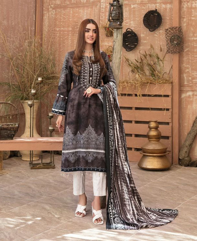 Unstitched Brown Cotton Pakistani Suit Material - Stilento