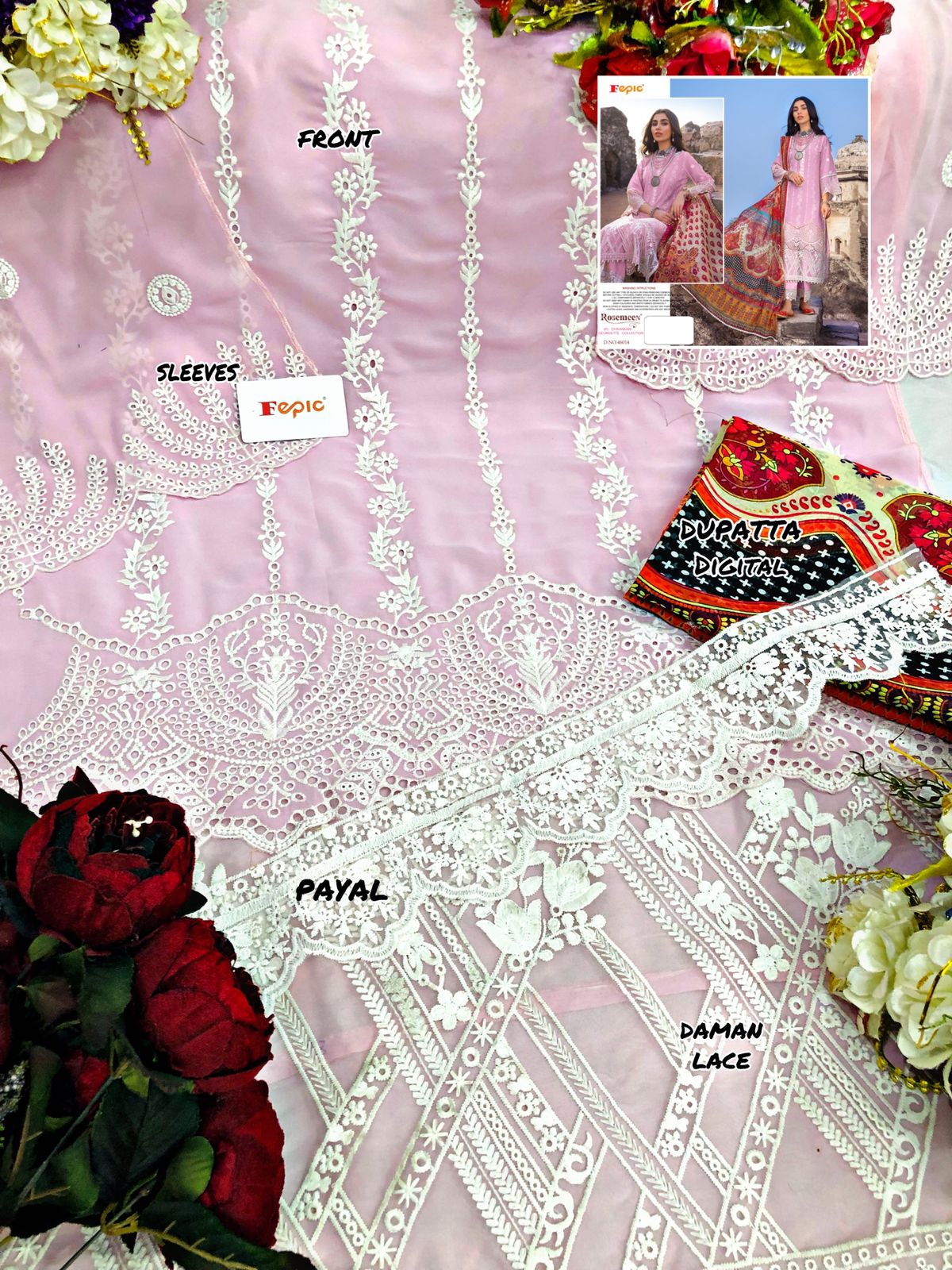 Unstitched Chikankari Georgette Pakistani Suits Dress Material - Stilento