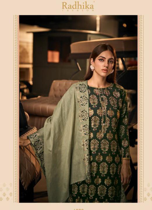 Unstitched Cotton Dark Green Salwar Suit with Dupatta - Stilento