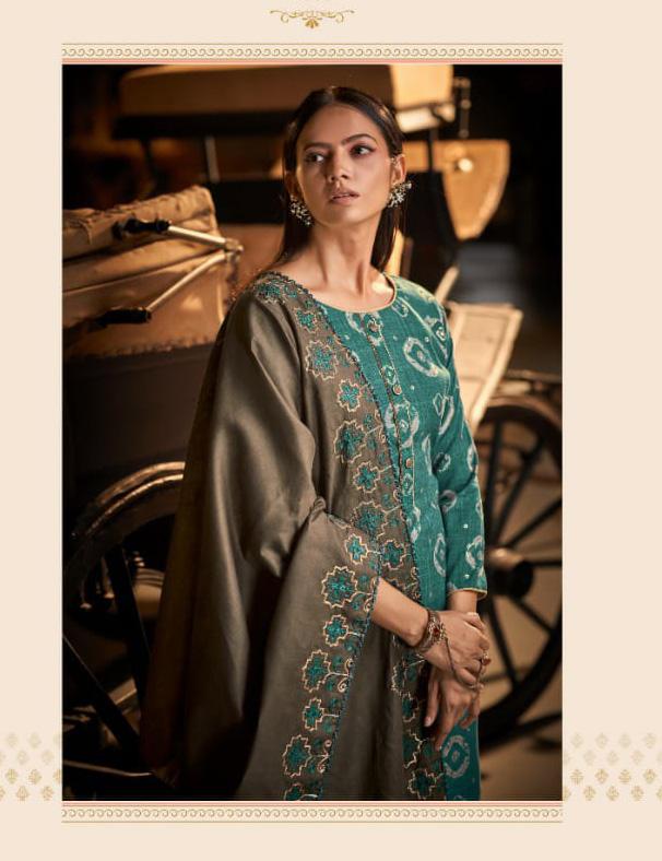 Unstitched Cotton Green Salwar Suit with Dupatta - Stilento
