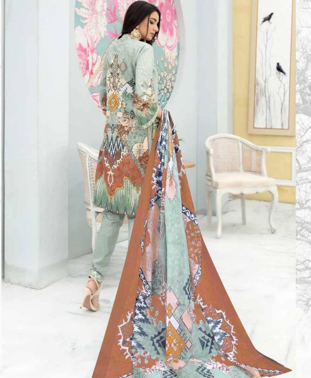 Unstitched Cotton Grey Salwar Suit Pakistani Dress Material - Stilento