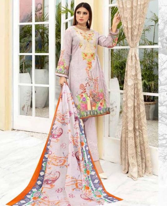 Unstitched Cotton Pink Salwar Suit Pakistani Dress Material - Stilento