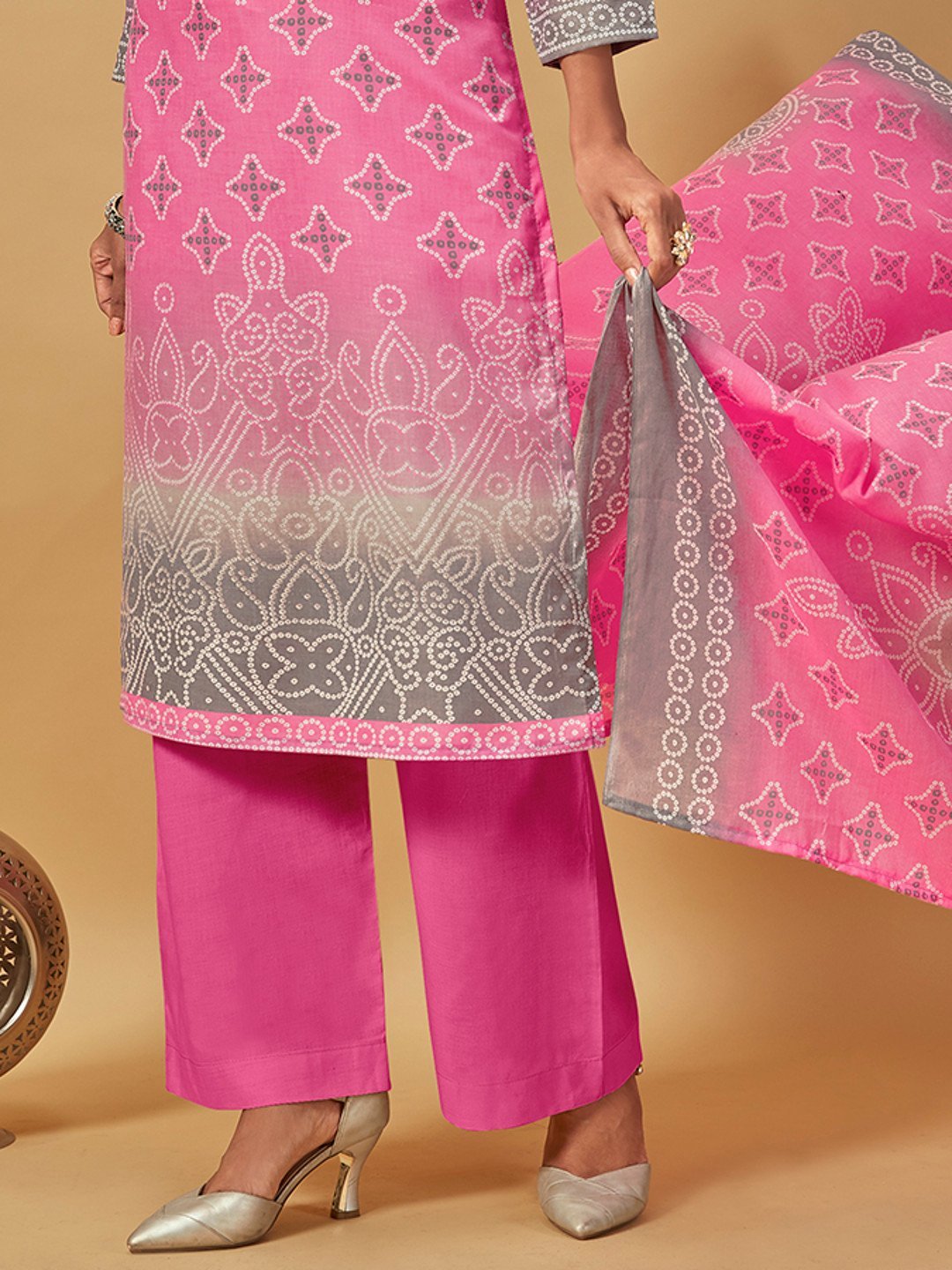 Unstitched Cotton Pink Suit Dress Material for Ladies - Stilento