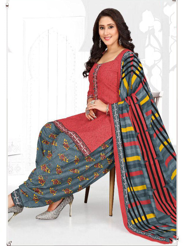 Unstitched Cotton Punjabi Suit Set Dress Material Fabric - Stilento