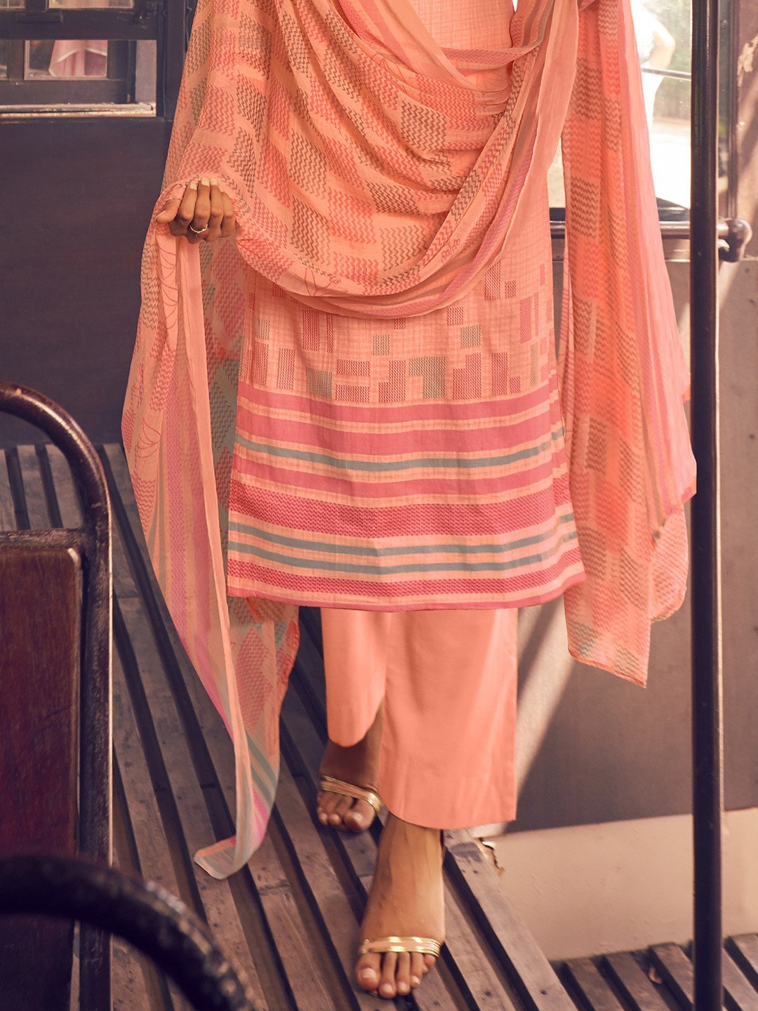 Unstitched Cotton Salwar Suit Dress Material With Dupatta - Stilento