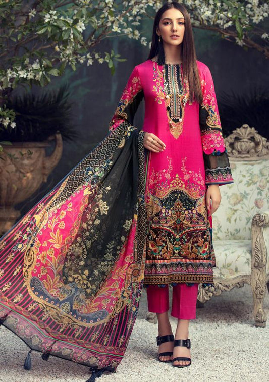 Unstitched Dark Pink Pakistani Cotton Suit Dress Material
