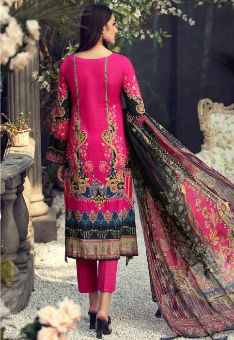 Unstitched Dark Pink Pakistani Cotton Suit Dress Material - Stilento