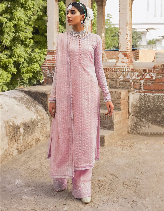 Unstitched Georgette Pakistani Suit Material With Embroidery and Patch Work