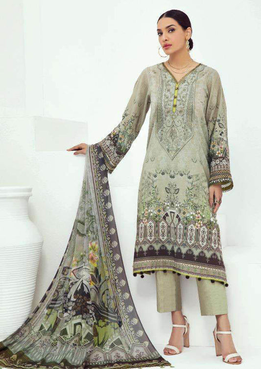 Unstitched Green Jam Satin Pakistani Style Suits With Embroidery Patch