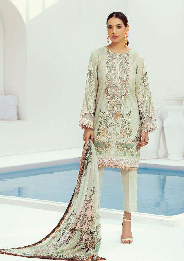 Unstitched Jam Satin Pakistani Style Suits With Embroidery Patch - Stilento