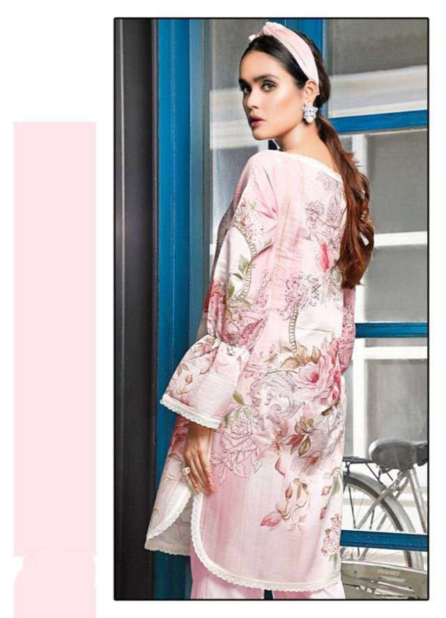 Unstitched Lawn Cotton Pink Printed Pakistani Style suits - Stilento