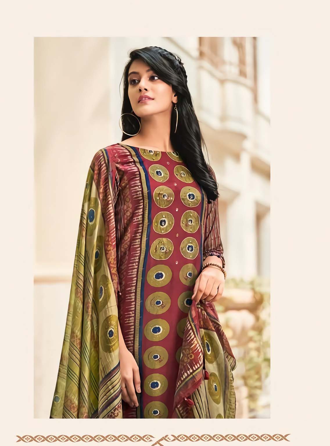 Unstitched Maroon Muslin Silk Salwar Kameez Suit Set With Chanderi dupatta - Stilento