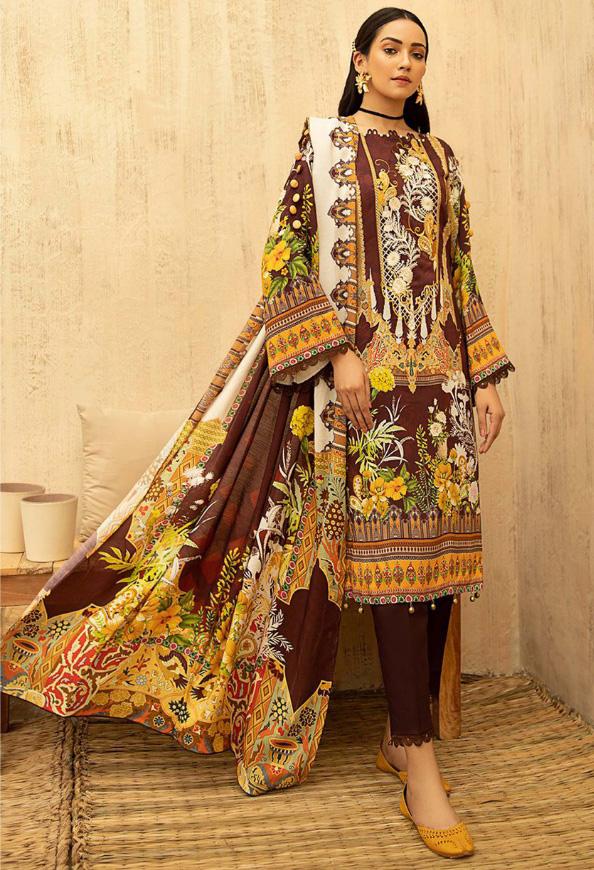 Unstitched Maroon Pakistani Cotton Suit Dress Material - Stilento