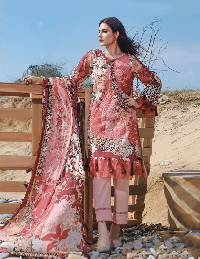 Unstitched Pink Ayesha Zara Pakistani Style Salwar Suits - Stilento