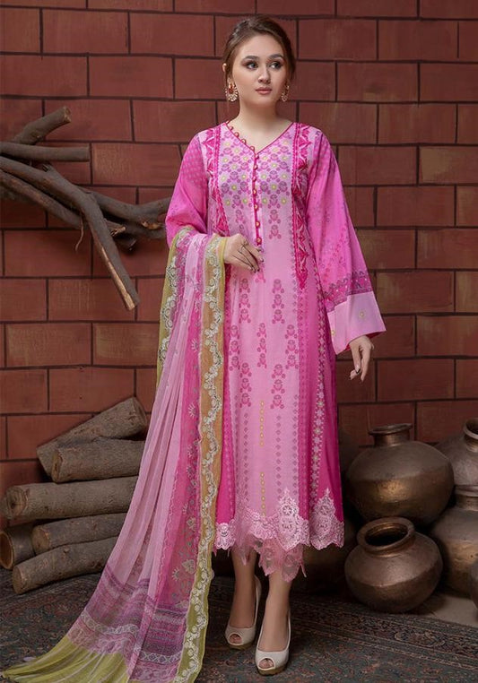 Unstitched Pink Cotton Pakistani Style Suits Dress Material