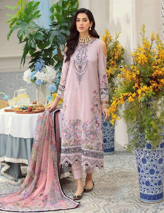 Unstitched Pink Cotton Pakistani Style Suits Dress Material