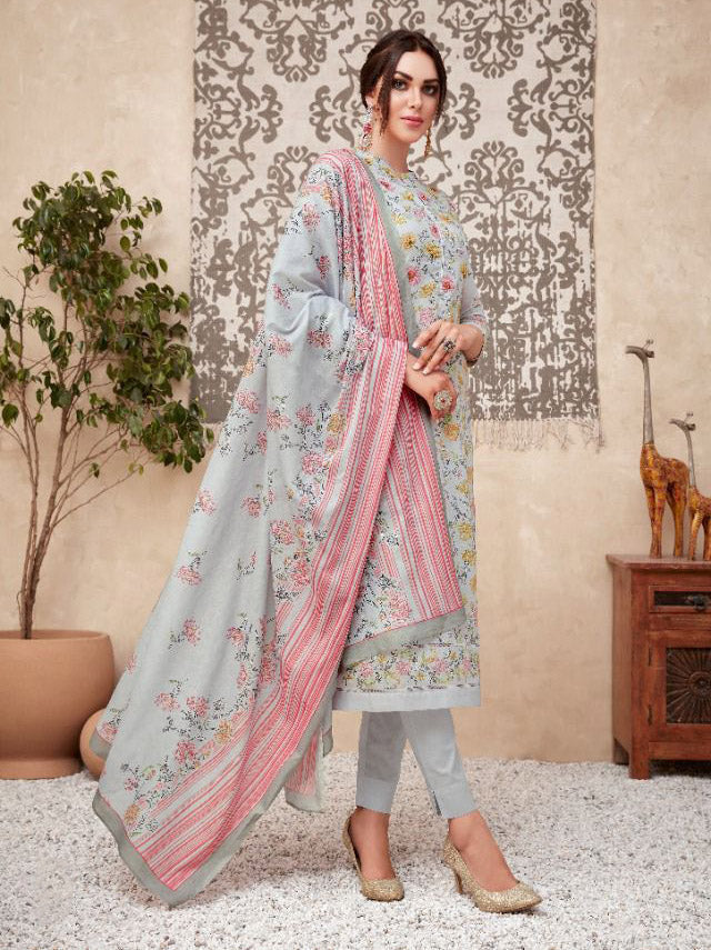 Unstitched Printed Cotton Suits With Kota Work - Stilento