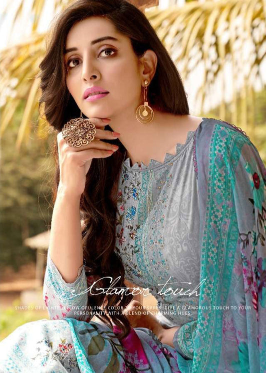 Unstitched Punjabi Ladies cotton Salwar Suit Fabric With Dupatta