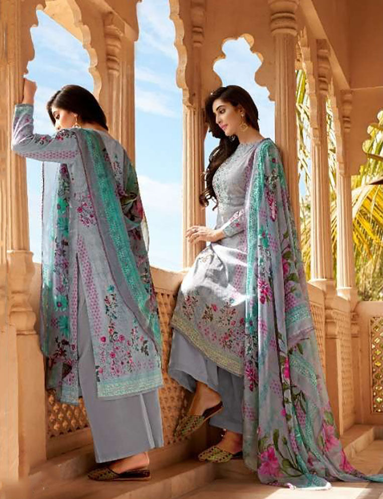 Unstitched Punjabi Ladies cotton Salwar Suit Fabric With Dupatta - Stilento