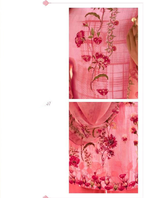 Unstitched Punjabi Ladies cotton Salwar Suit Fabric With Pink Dupatta - Stilento
