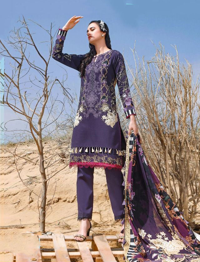 Unstitched Purple Ayesha Zara Pakistani Style Salwar Suits - Stilento