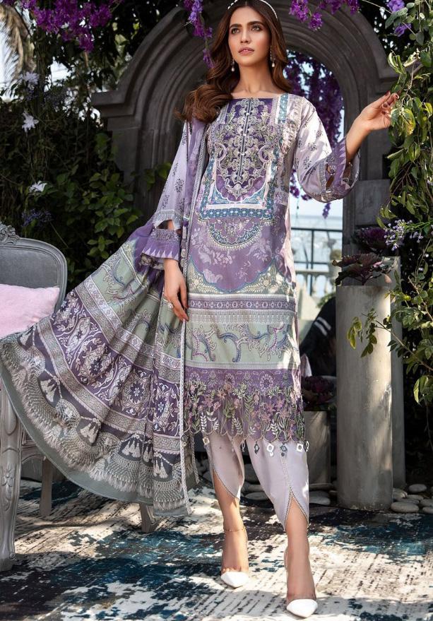 Unstitched Purple Pakistani Cotton Suit Dress Material - Stilento