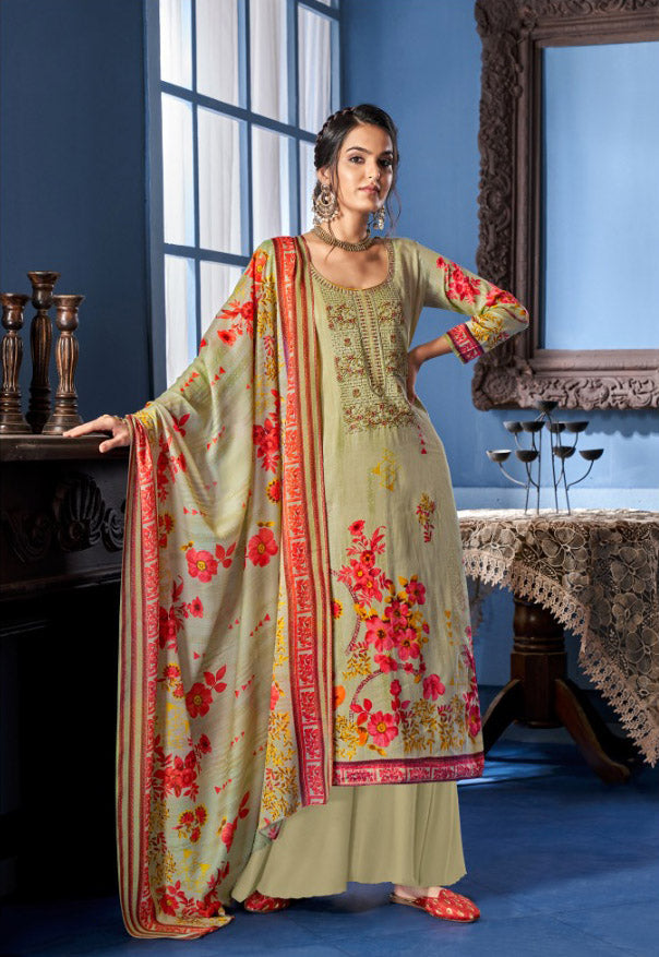 Unstitched Salwar Suit Dress Material With Cotton dupatta - Stilento