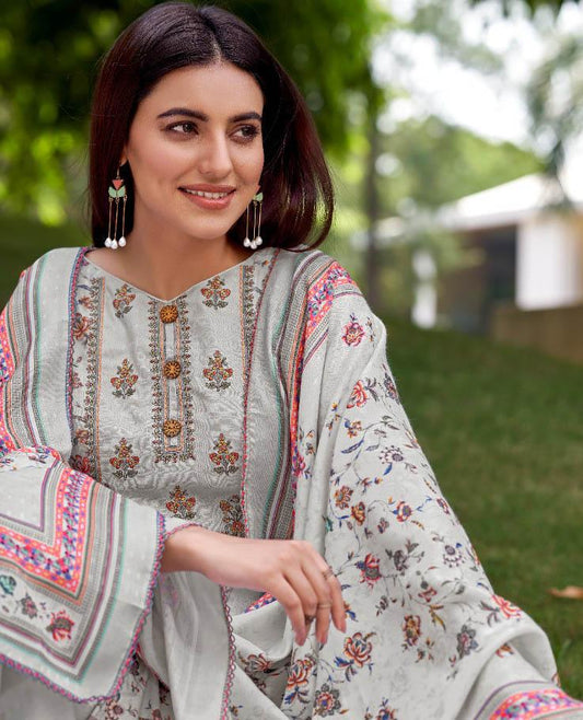 Unstitched Wool Pashmina Winter Suits Set For Ladies