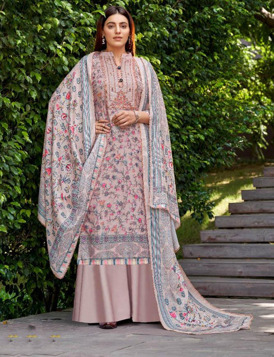 Unstitched Wool Pashmina Winter Suits Set for Ladies