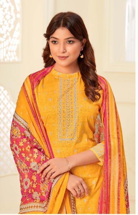 Unstitched Yellow Palazzo Dress Material with Chiffon Dupatta for Woma – Stilento