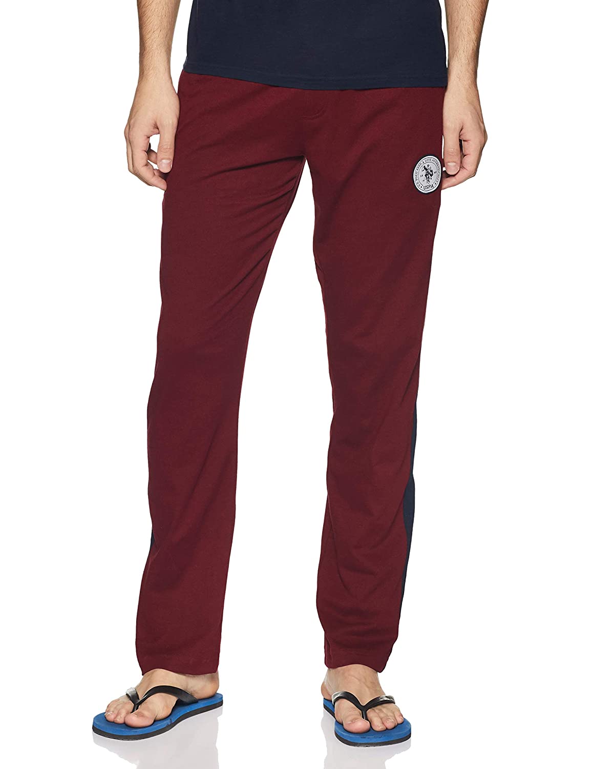 US Polo Assn. Men Cotton Red Lounge Bottom Pajamas Track Pants - Stilento
