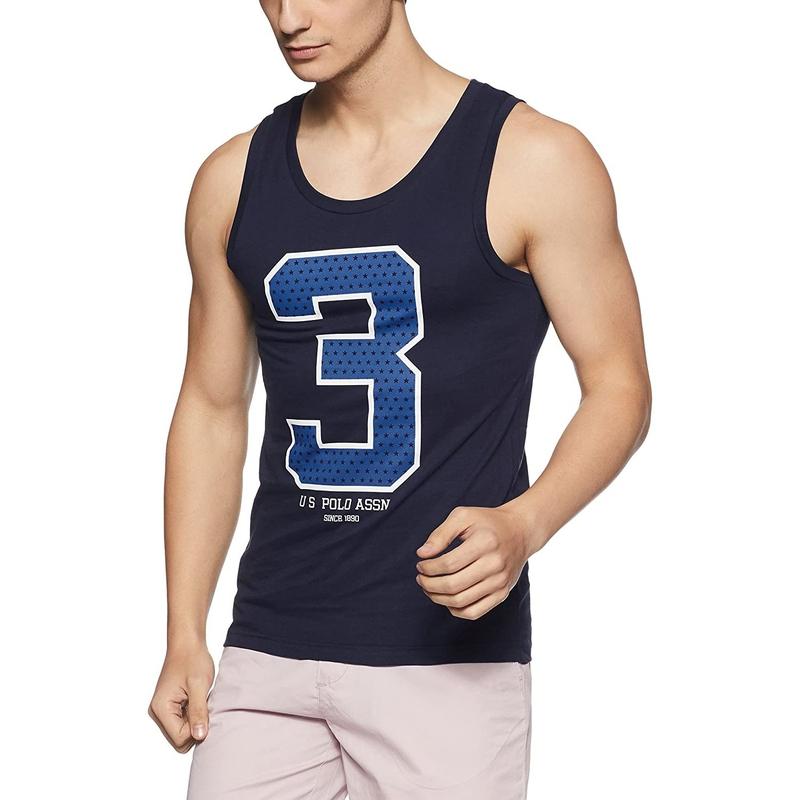 US Polo Assn. Men's Printed Cotton Blue Vest
