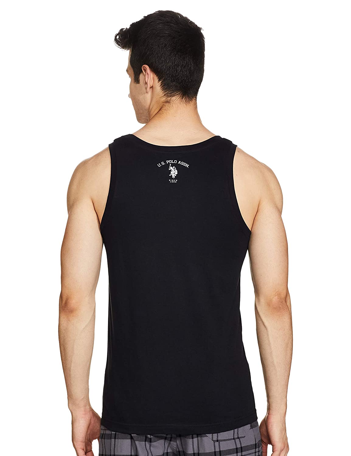 US Polo Branded Men's Printed Black Cotton Sleeveless Vest - Stilento