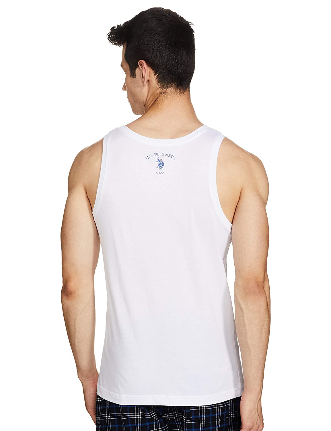 US Polo Branded Men's Printed White Cotton Sleeveless Vest - Stilento