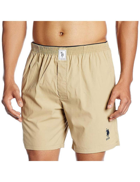 US Polo Cotton Khaki Brown Boxer Shorts for Men - Stilento