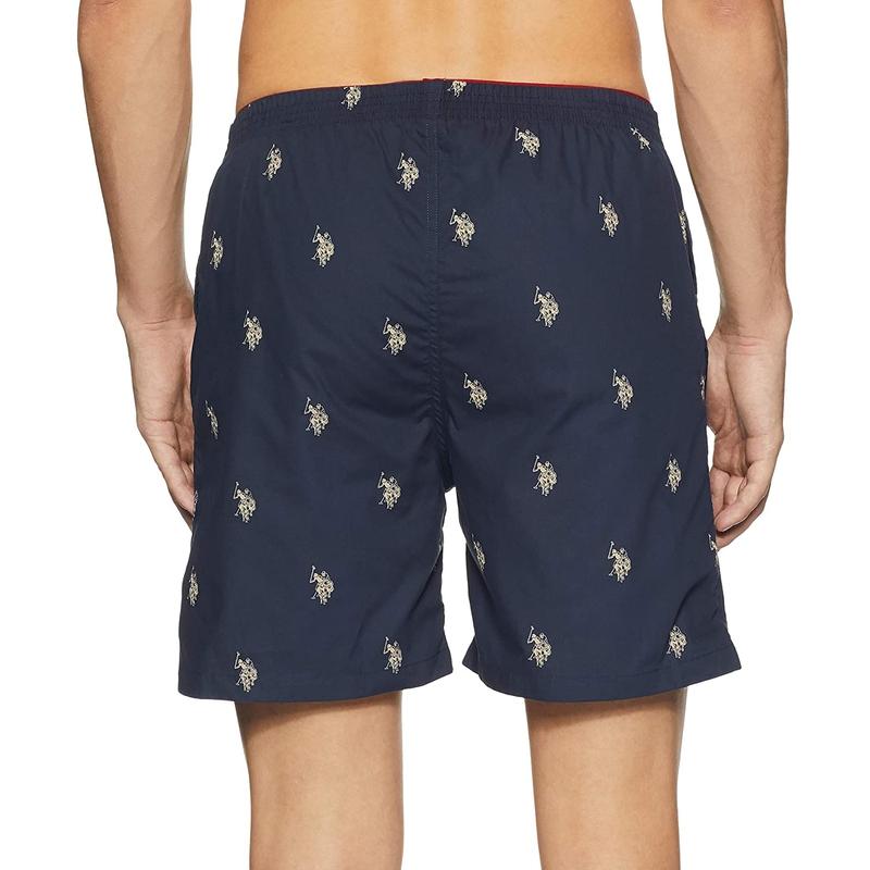 US Polo Men's Blue Cotton Printed Boxers Shorts