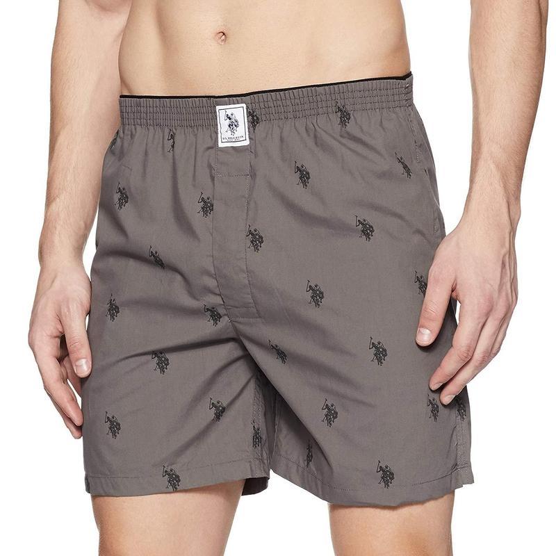 US Polo Printed Grey Boxer Shorts for Men