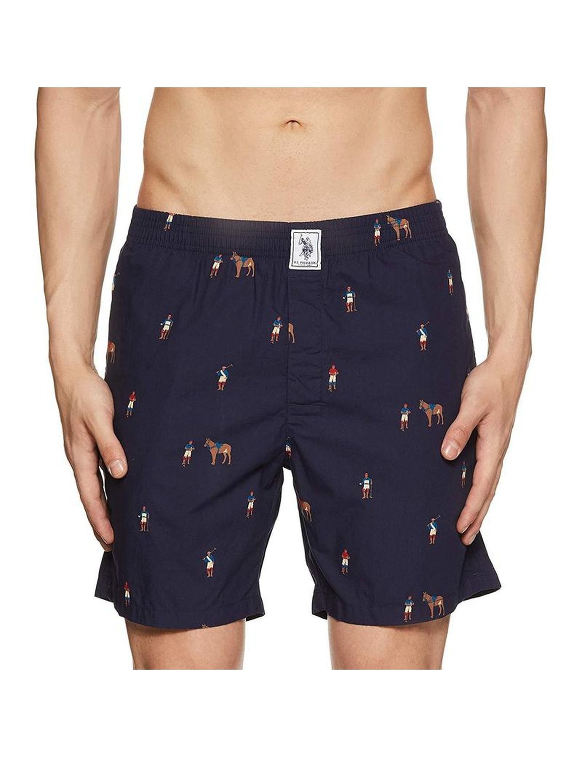 US Polo Printed Blue Cotton Boxers Shorts for Men - Stilento